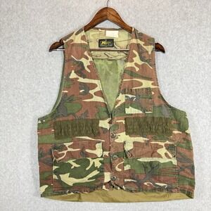 Vintage Kmart Mens Camo Hunting Vest Large Woodland Camouflage Utility Mesh Back